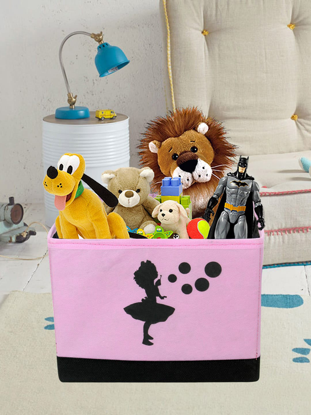 

prettykrafts Pink & Black Girl Printed Multi-Utility Storage Organiser