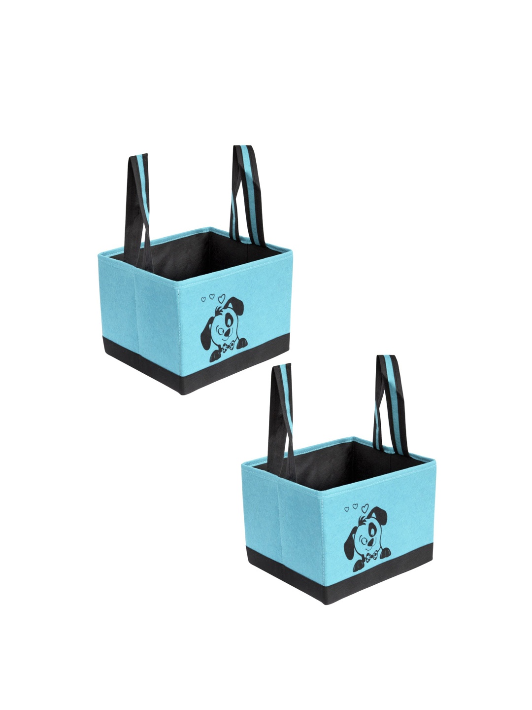 

prettykrafts Set Of 2 Blue & Black Printed Multi-Utility Storage Organizers