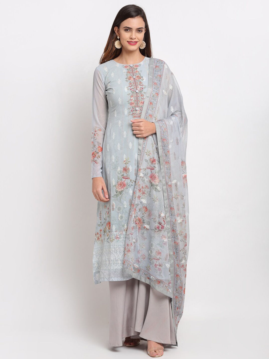 

Stylee LIFESTYLE Grey & Beige Embroidered Unstitched Dress Material