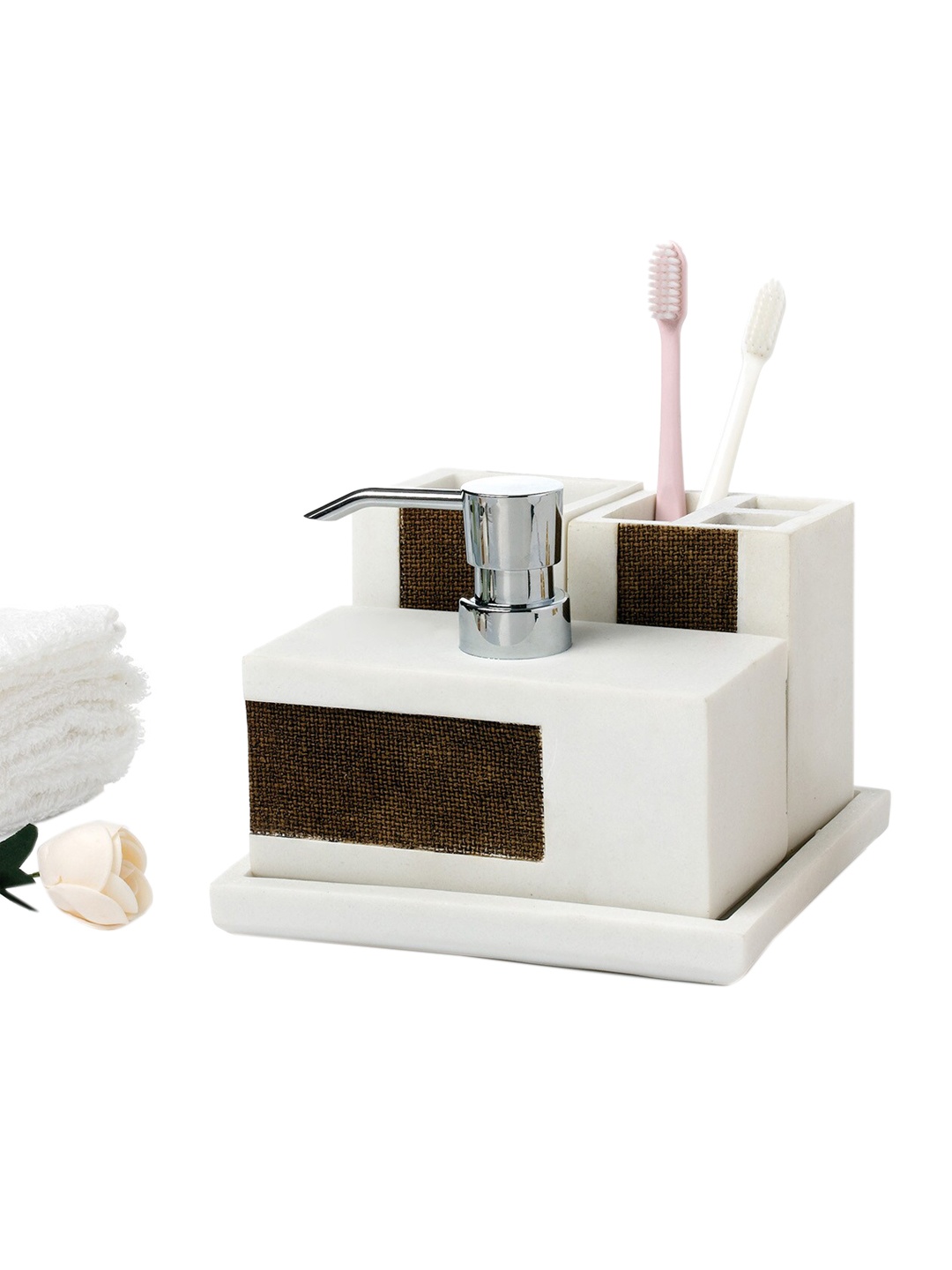 

OBSESSIONS Set Of 4 White Solid Alvina Bathroom Accessories