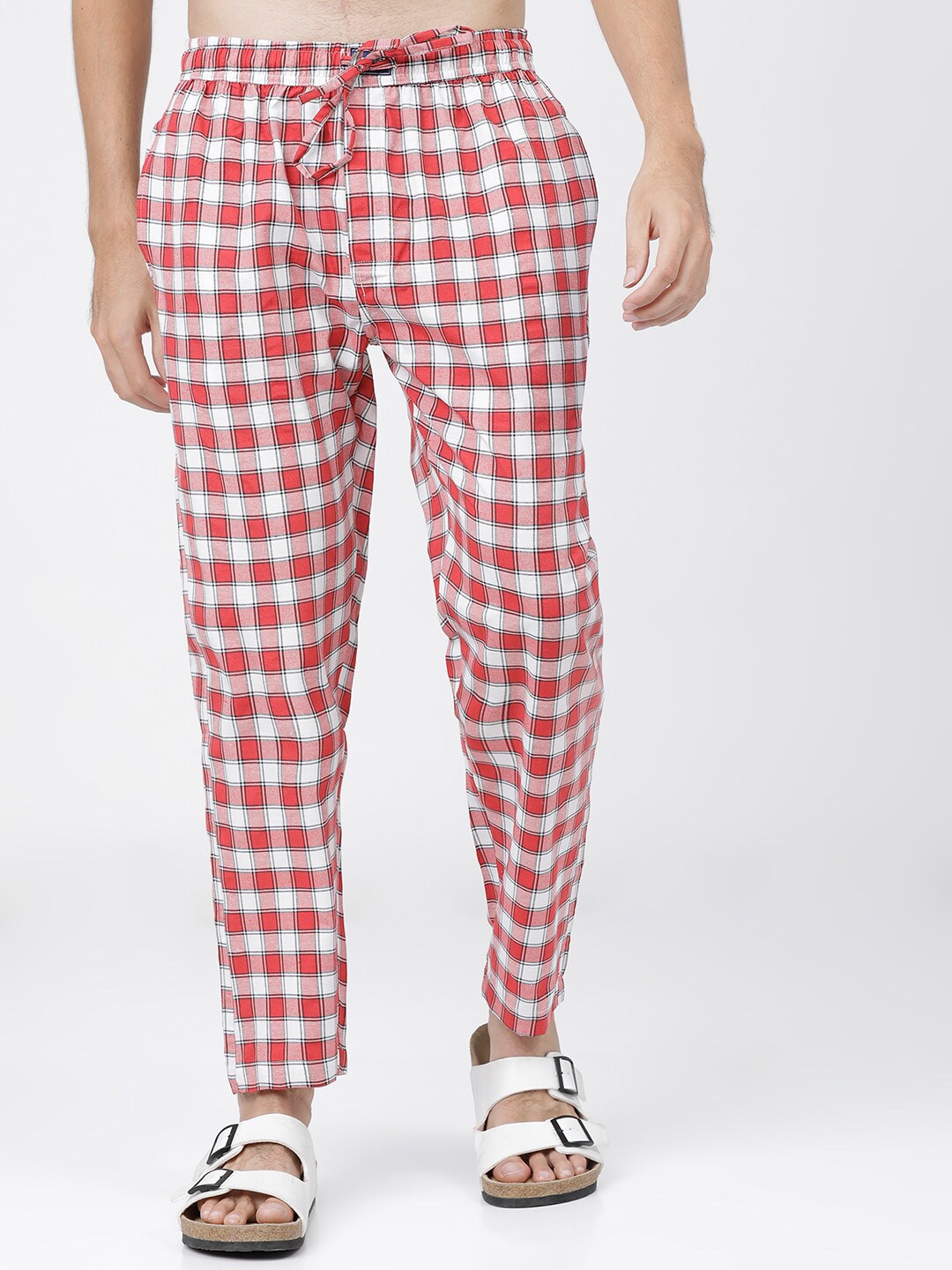 

HIGHLANDER Men Red & White Checked Lounge Pants