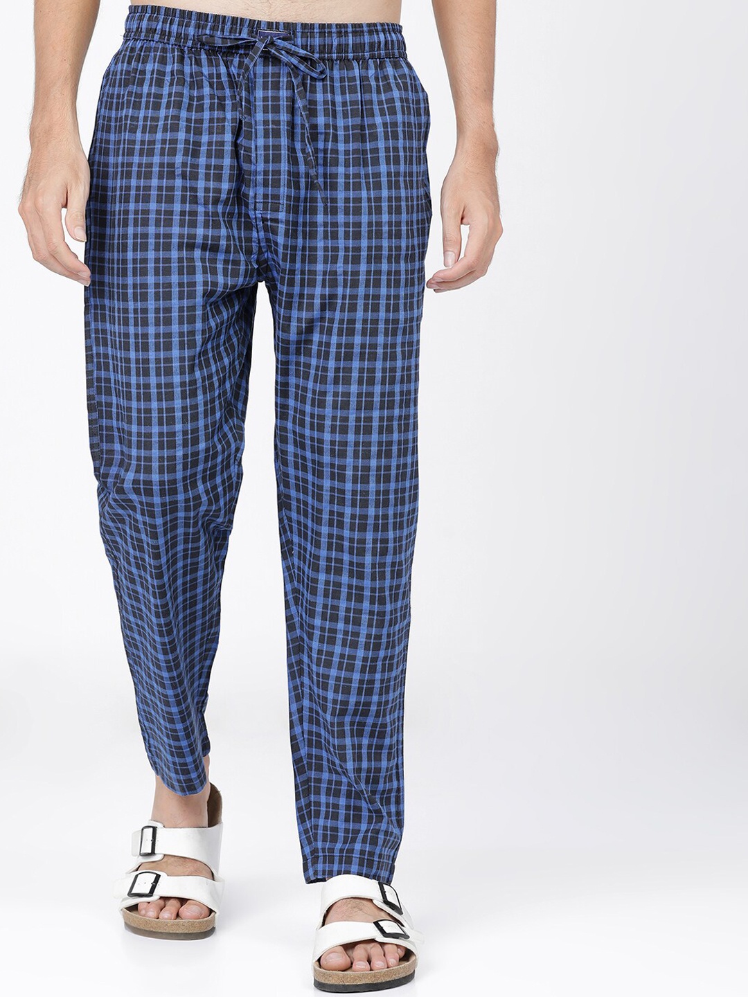 

HIGHLANDER Men Navy Blue Checked Lounge Pants
