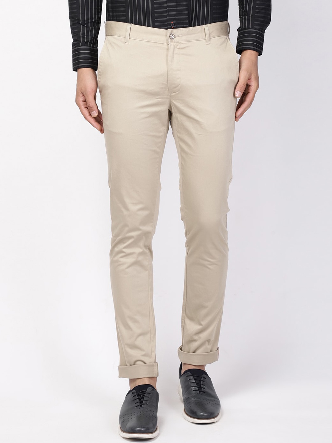 

Blackberrys Men Beige B-91 Skinny Fit Trousers