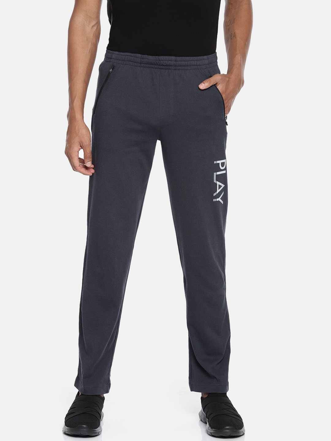 

Fruit of the loom Men Grey Solid Track Pants