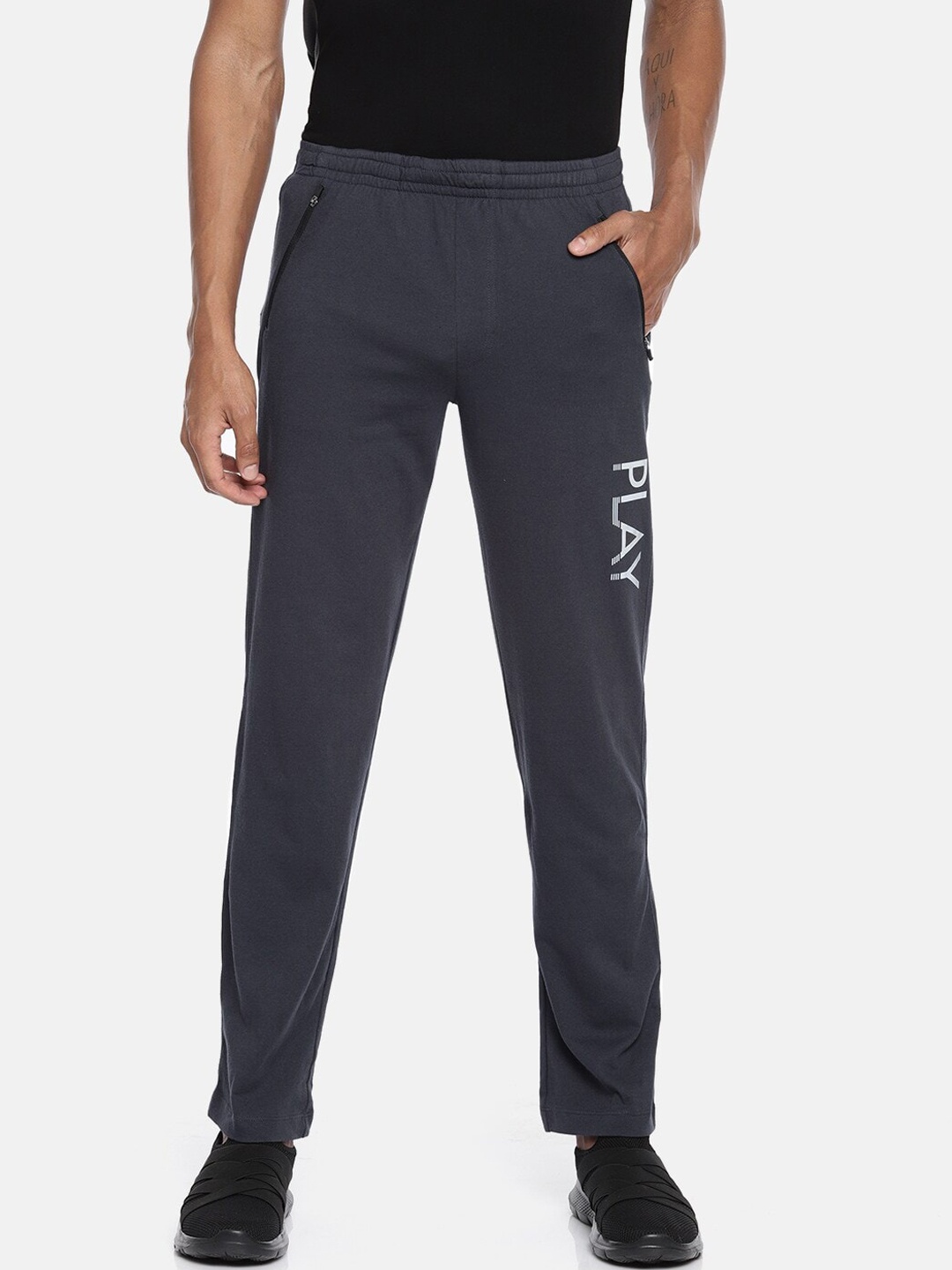 

Fruit of the loom Men Grey & White Solid Track Pants