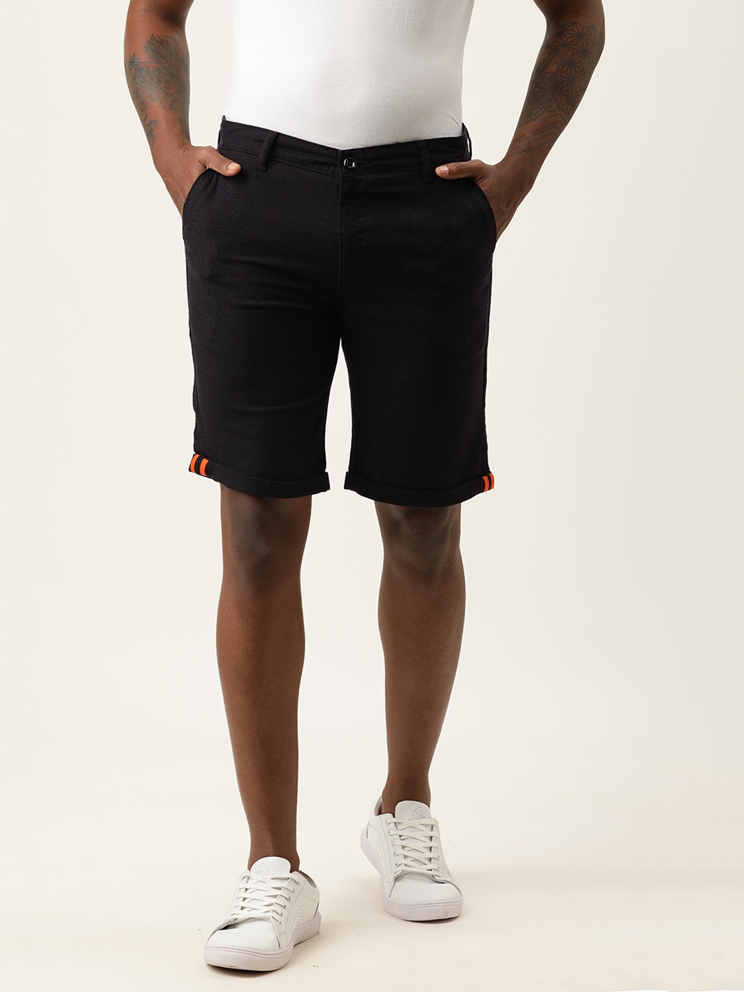 

IVOC Men Black Slim Fit Mid-Rise Regular Shorts