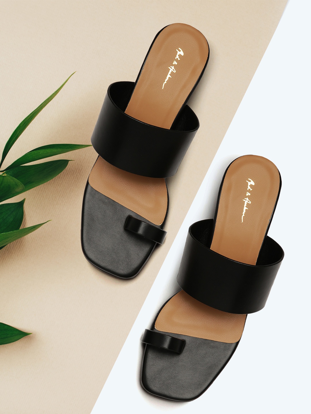 

Mast & Harbour Women Black Solid One-Toe Block Heels