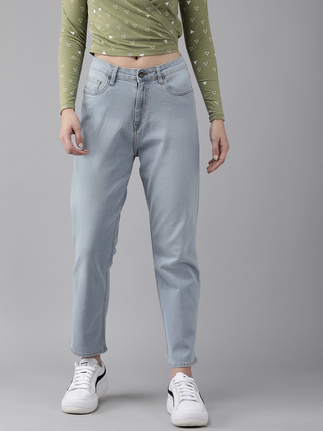 

Roadster Women Blue Relaxed Boyfriend Fit High-Rise Stretchable Jeans