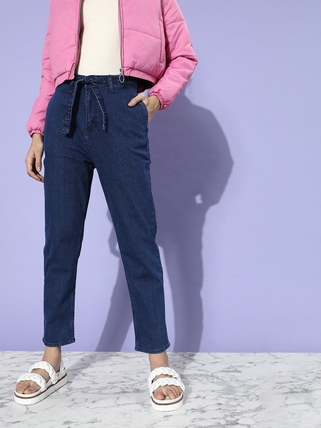 

Roadster Women Blue High-Rise Boyfriend Fit Stretchable Jeans