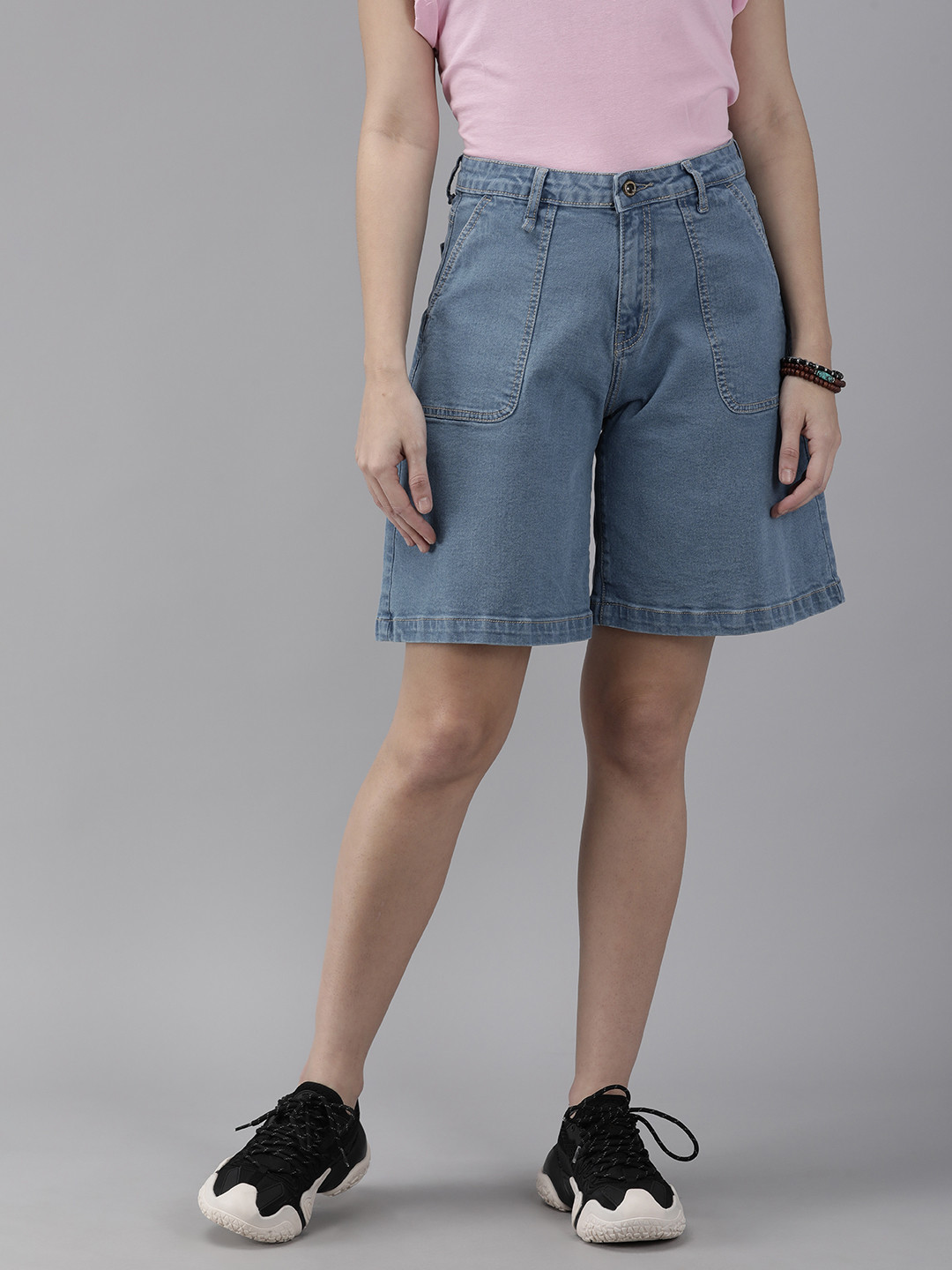 

Roadster Women Blue Denim Shorts