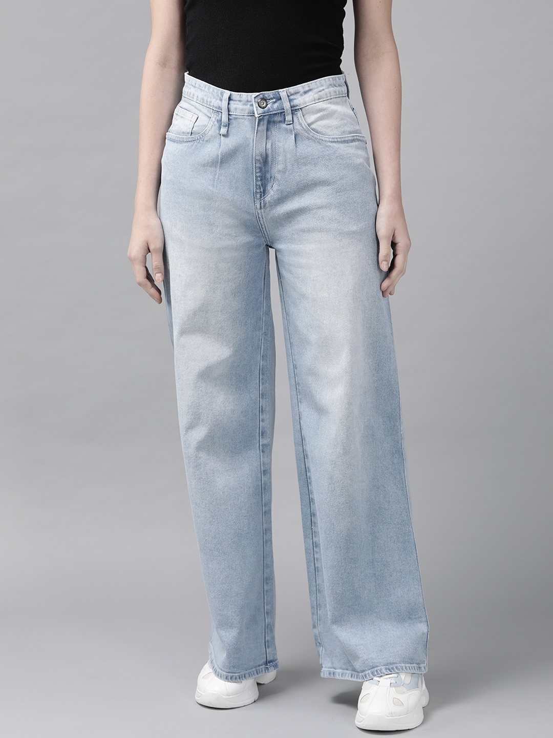 

Roadster Women Blue Wide Leg Light Fade Stretchable Jeans