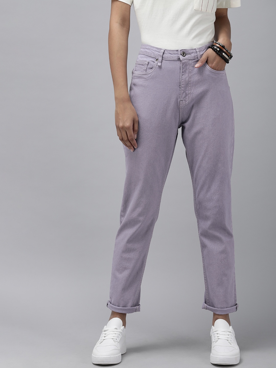 

The Roadster Lifestyle Co. Women Lavender Boyfriend Jeans
