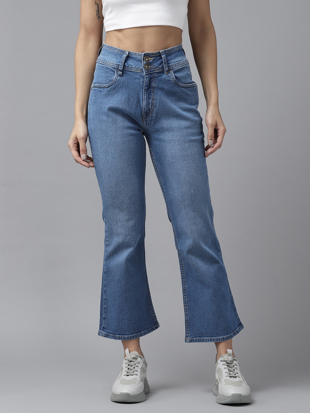 

Roadster Women Blue Slim Bootcut High-Rise Light Fade Stretchable Jeans