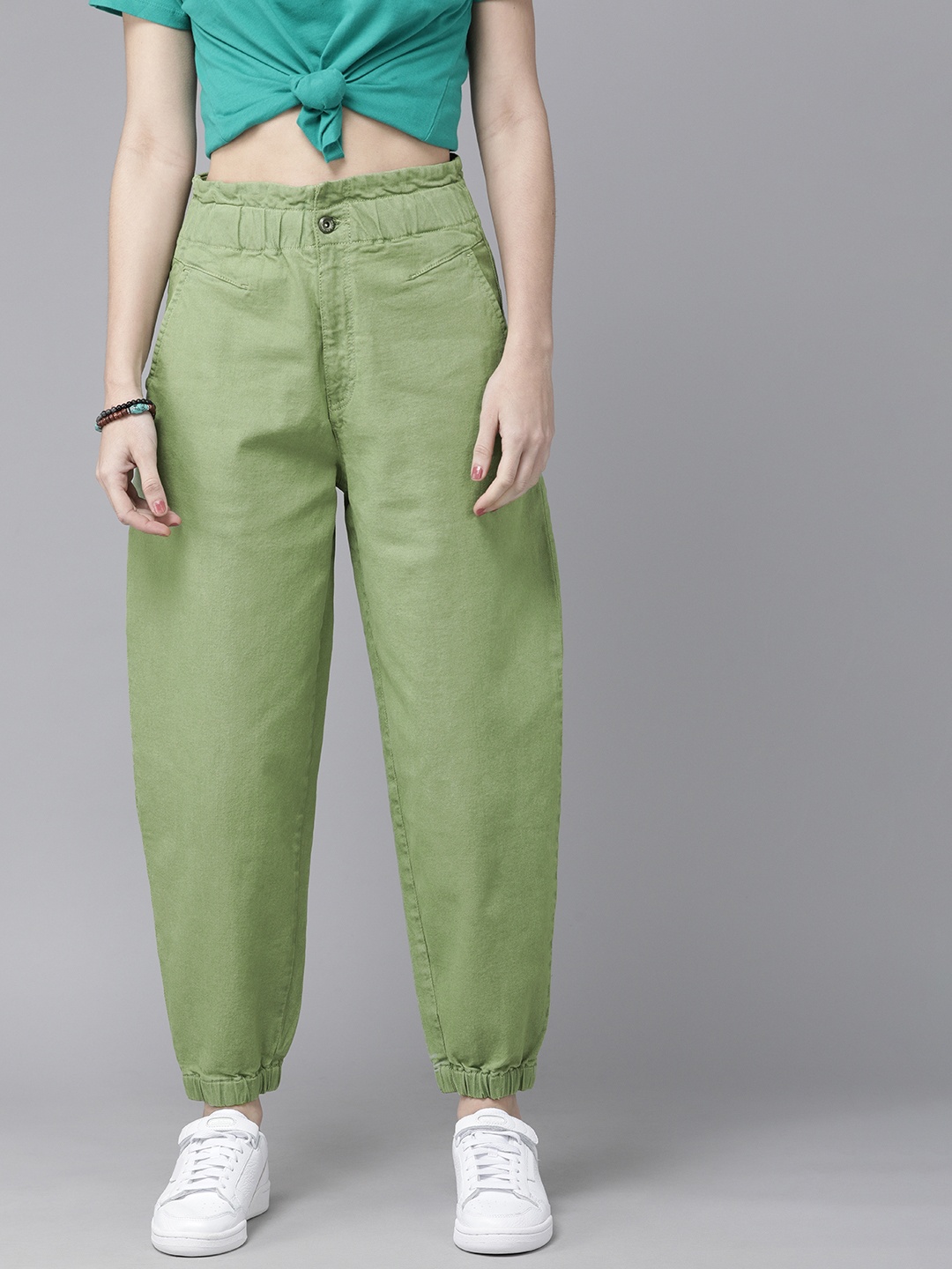 

Roadster Women Green Slouchy Fit High-Rise Stretchable Jeans