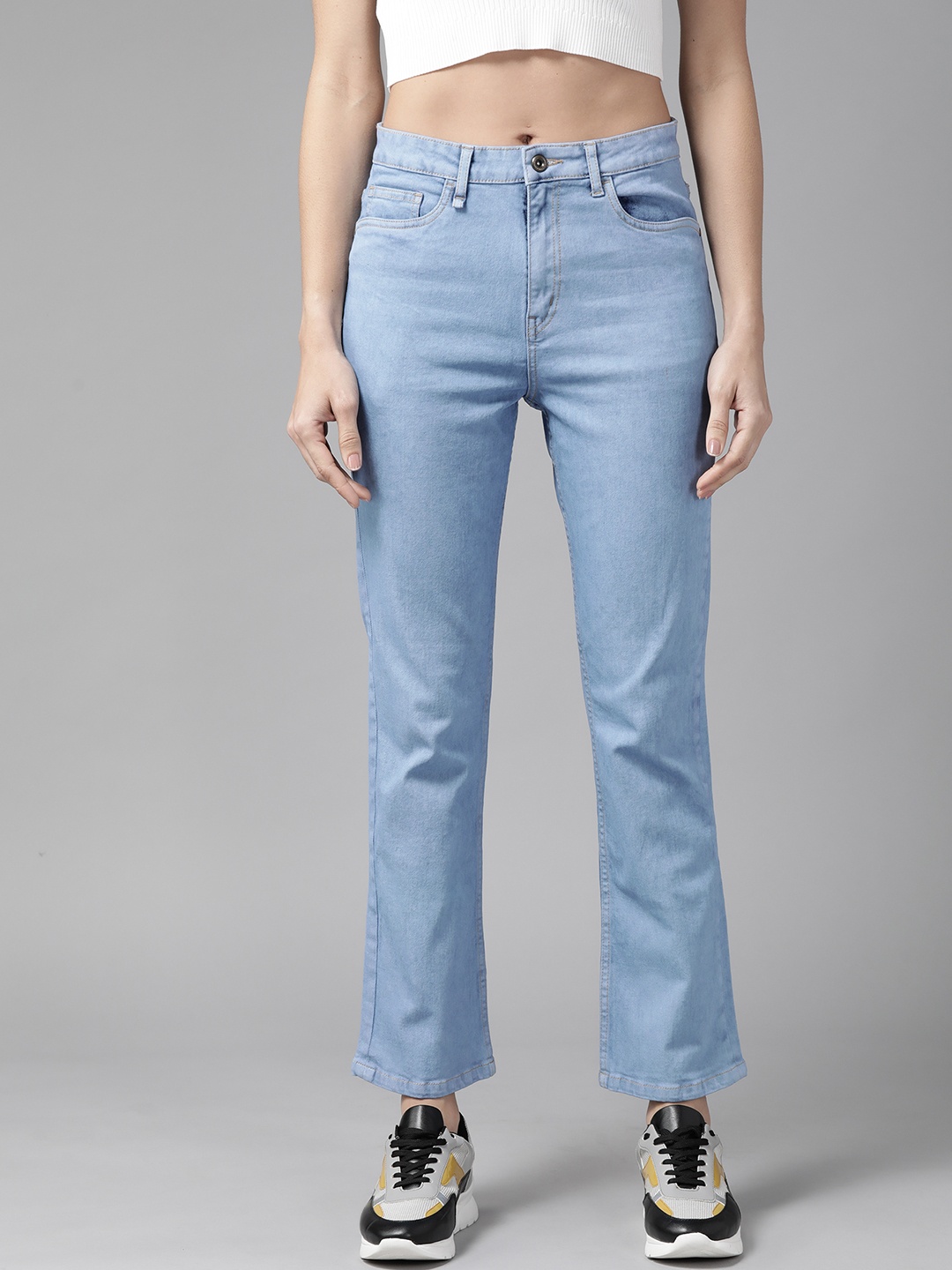 

Roadster Women Blue Straight Fit Stretchable High-Rise Jeans