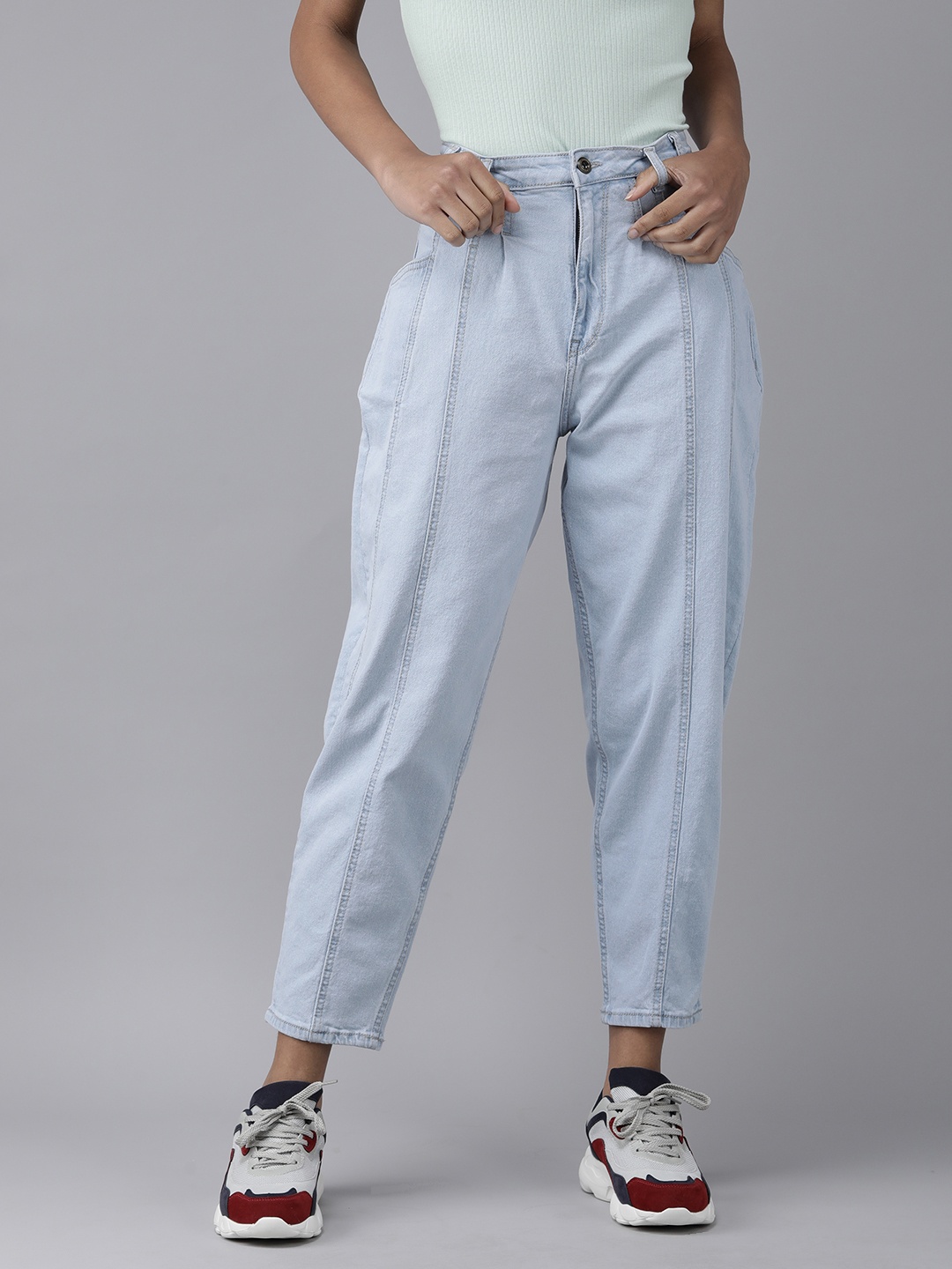 

Roadster Women Blue Slouchy Fit High-Rise Heavy Fade Stretchable Jeans