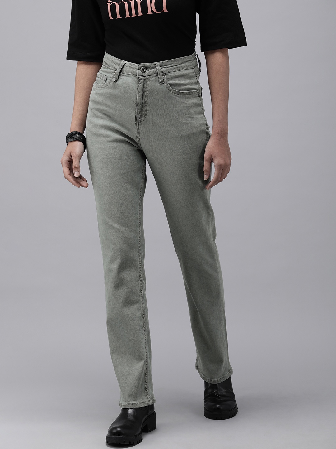 

Roadster Women Grey Straight Fit Stretchable Jeans