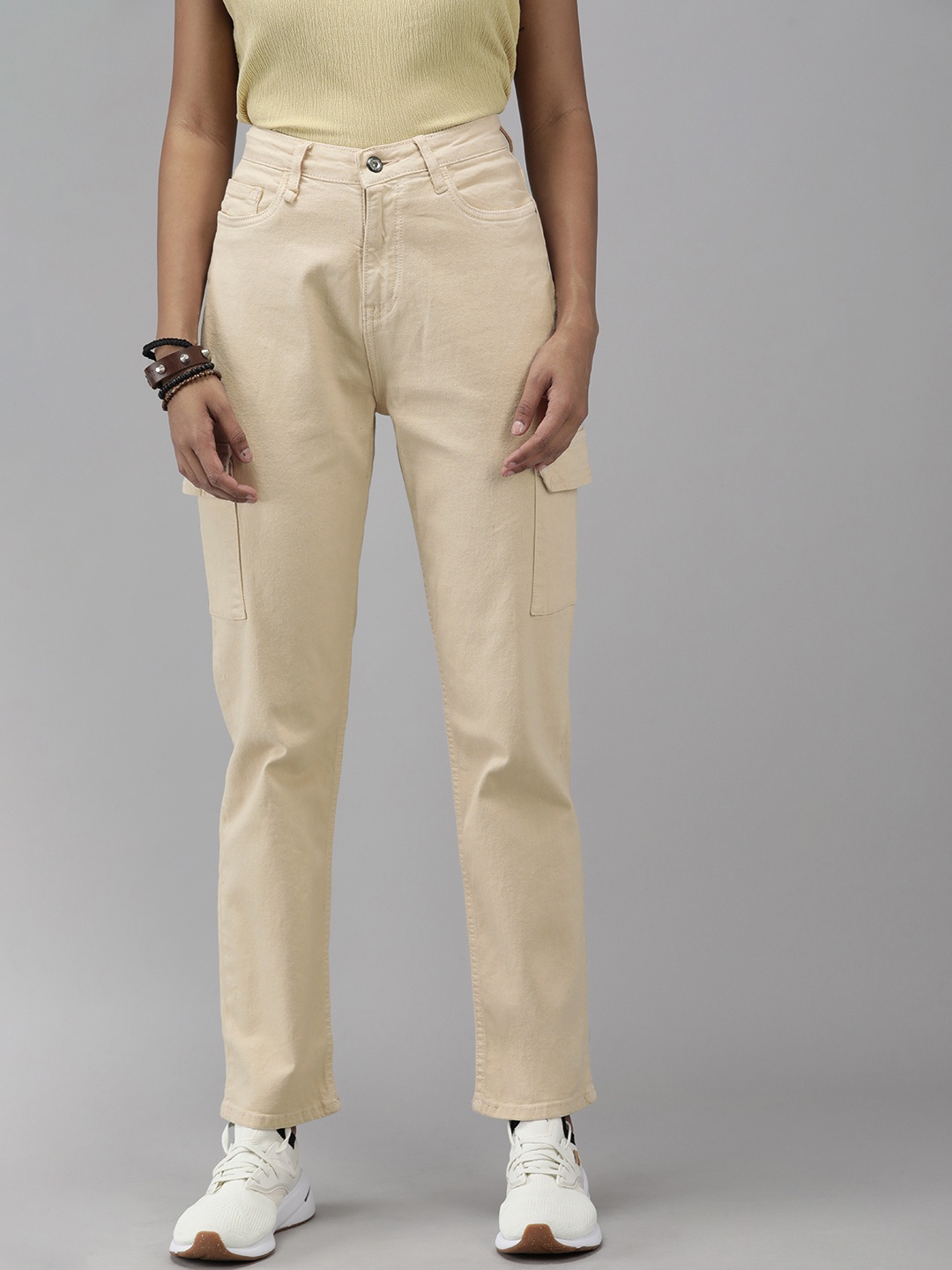 

Roadster Women Off White Boyfriend Fit High-Rise Stretchable Jeans