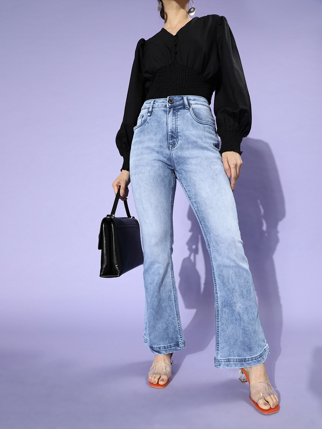 

Roadster Women Blue High-Rise Flared Stretchable Jeans