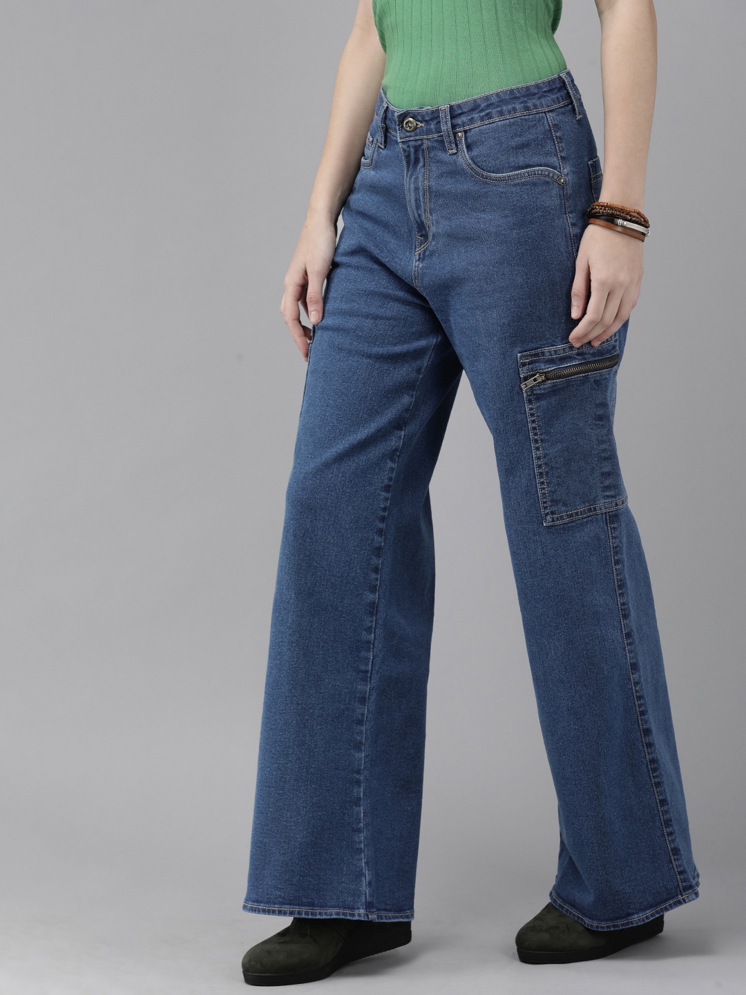 

Roadster Women Blue Wide leg Stretchable Jeans