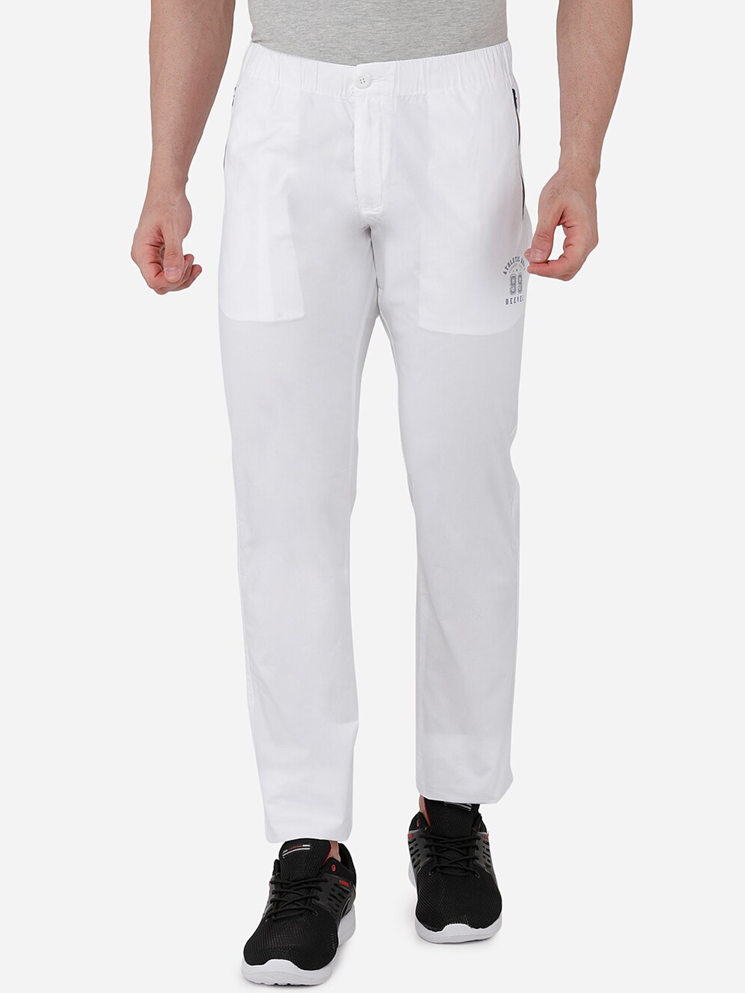

beevee Men White Pure Cotton Elasticated Track Pants