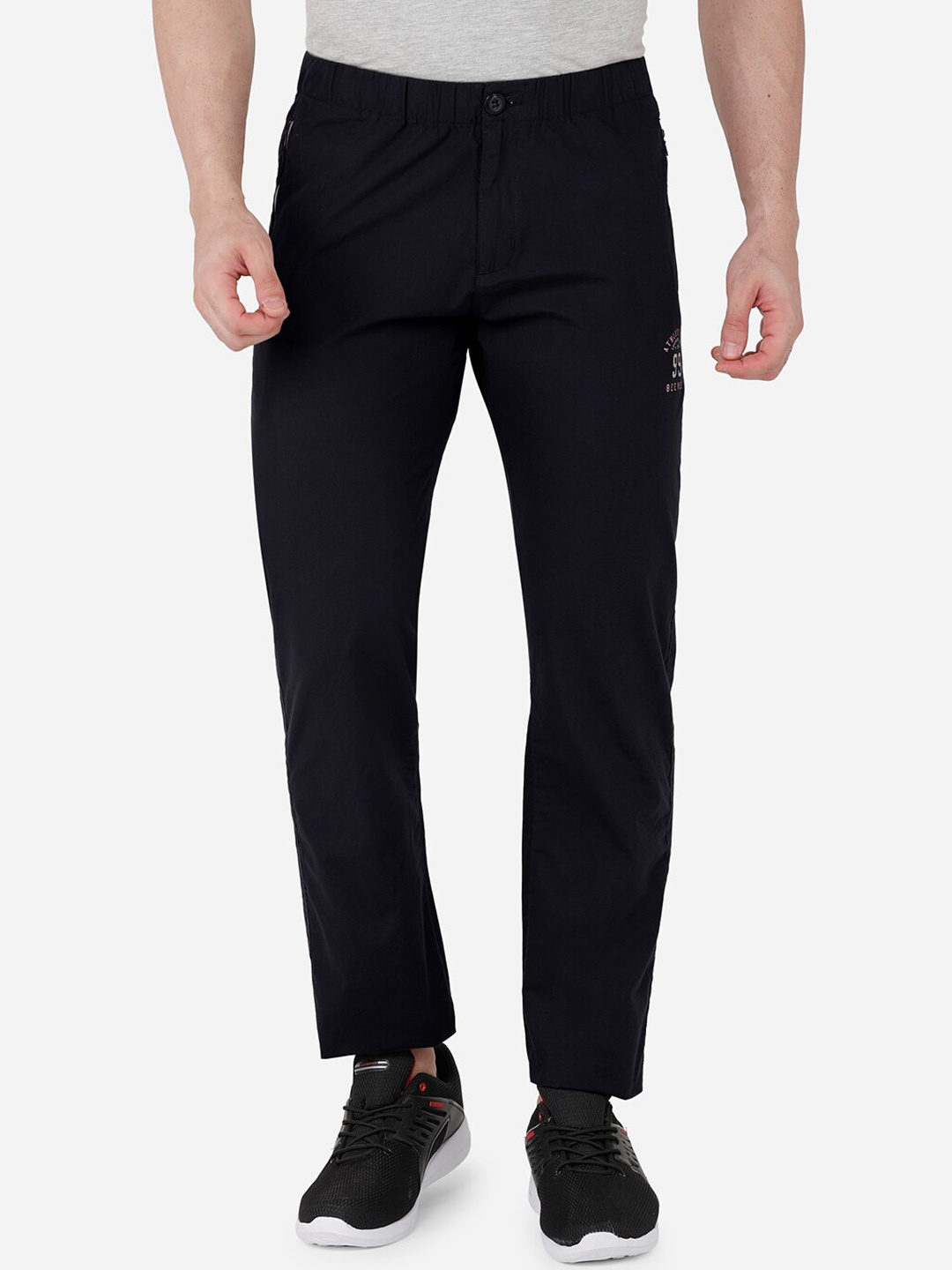 

beevee Men Navy Blue Solid Pure Cotton Track Pants