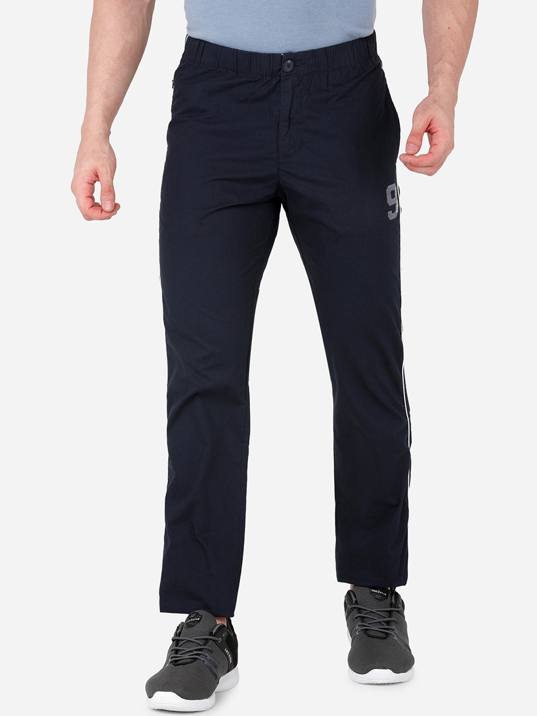 

beevee Men Navy Blue Pure Cotton Track Pants