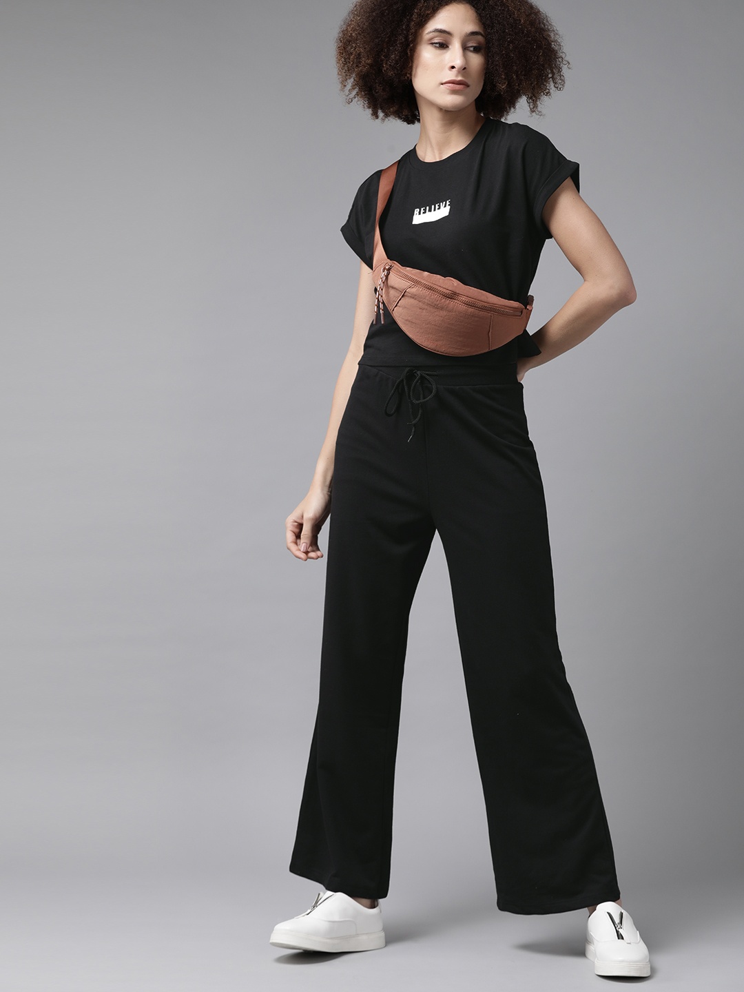 

Roadster Women Black Solid Pure Cotton Co-Ord Set