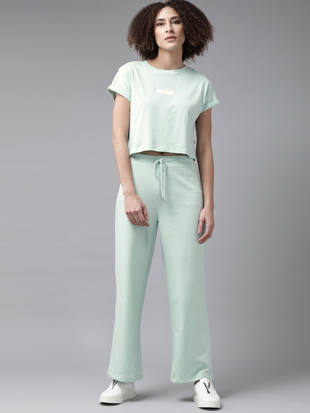 

Roadster Women Mint Green Solid Pure Cotton Co-Ord Set