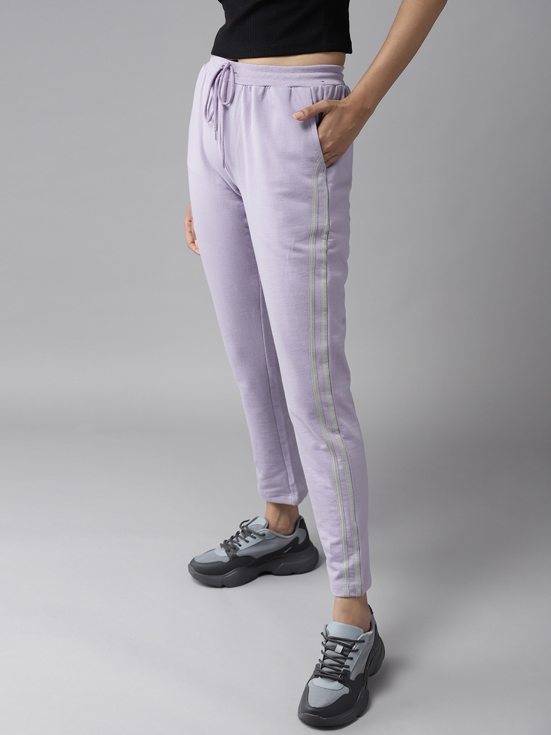 

Roadster Women Lavender Striped Detail Track Pants