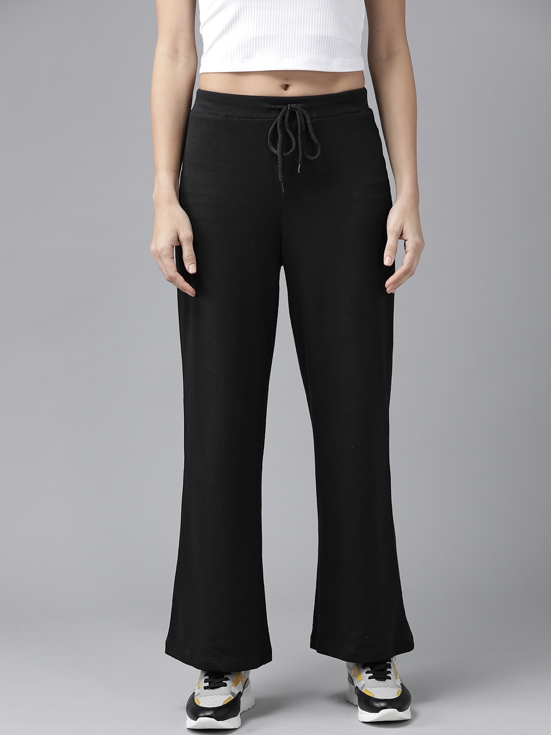 

Roadster Women Black Solid Wide Leg Fit Track Pants