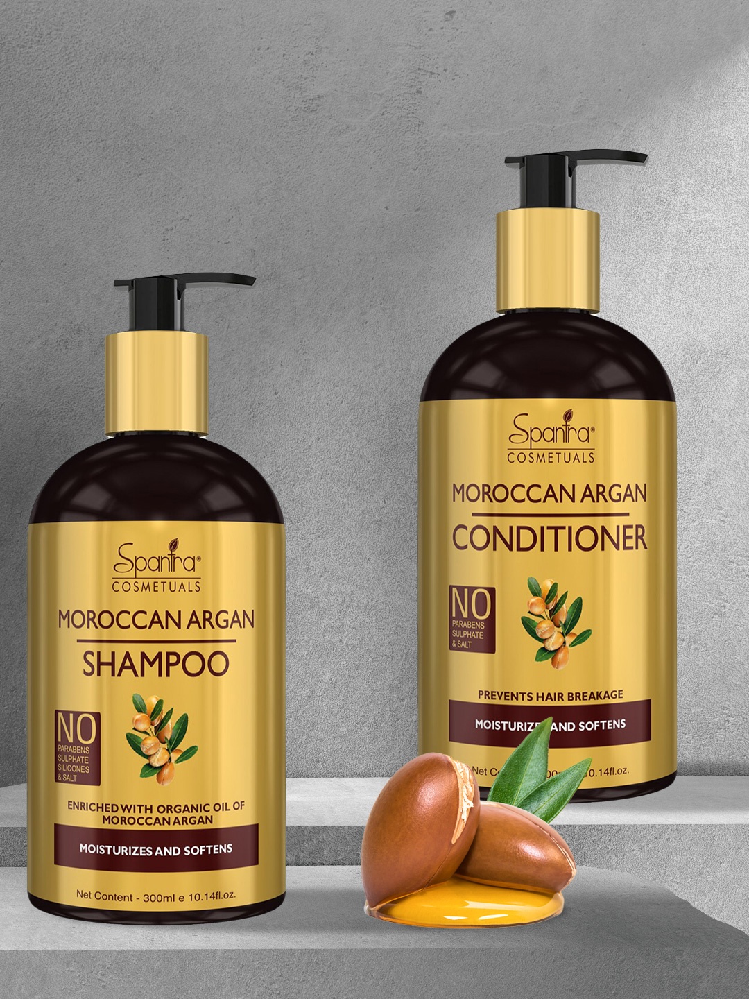 

Spantra Moroccan Argan Shampoo & Conditioner with Hair Mask, Brown