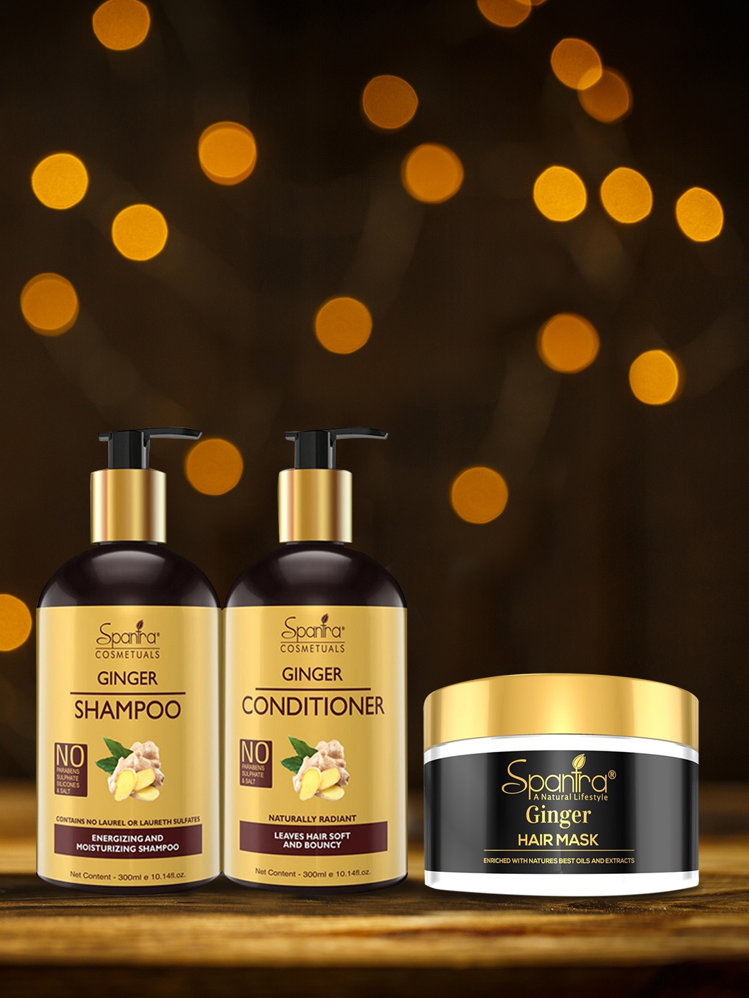 

Spantra Set of Ginger Shampoo - Conditioner & Hair Mask, Brown