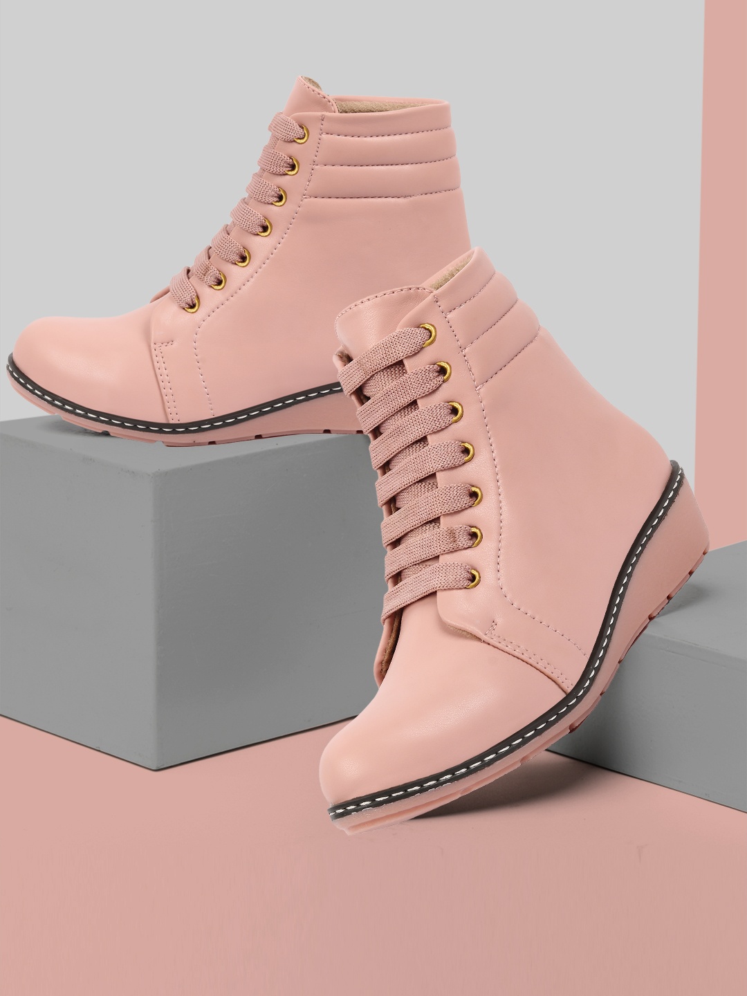 

ZAPATOZ Pink PU Stiletto Heeled Boots