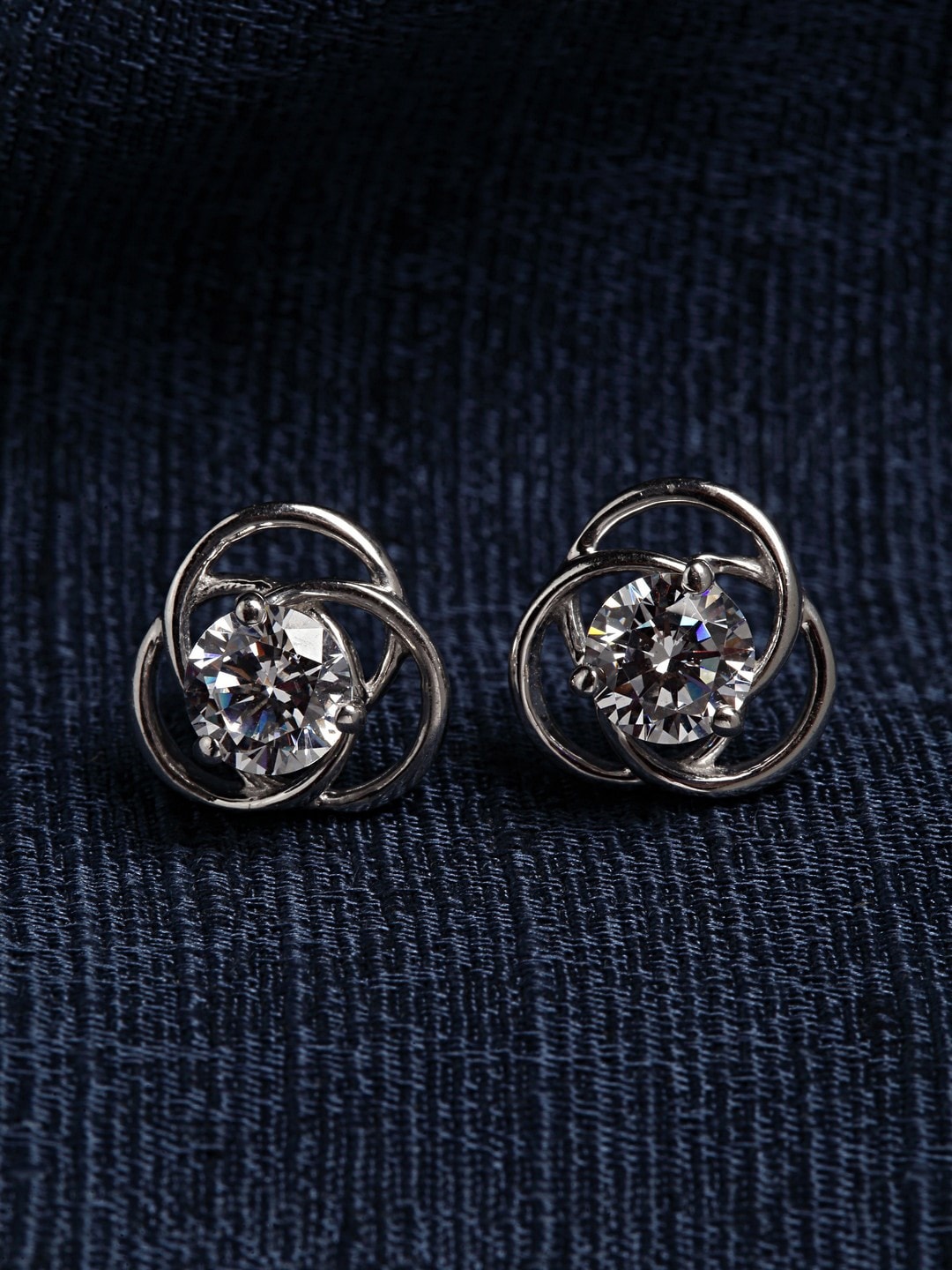 

Clara Rhodium-Plated Silver-Toned Contemporary Studs