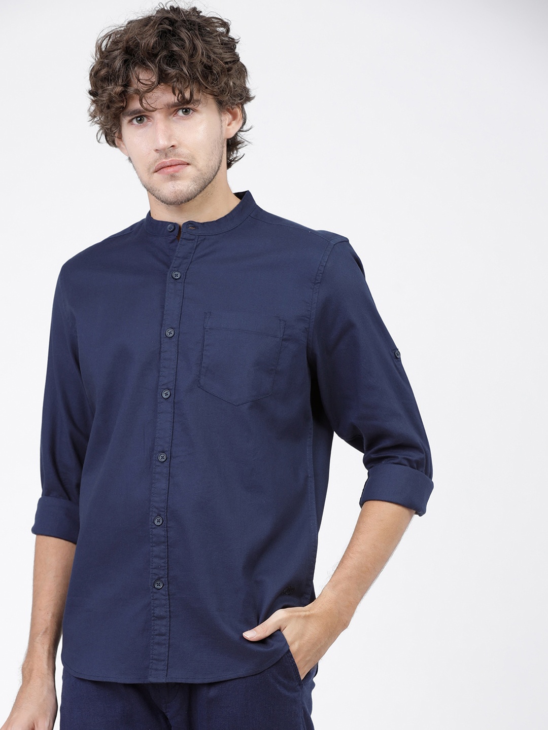 

LOCOMOTIVE Men Navy Blue Slim Fit Casual Shirt