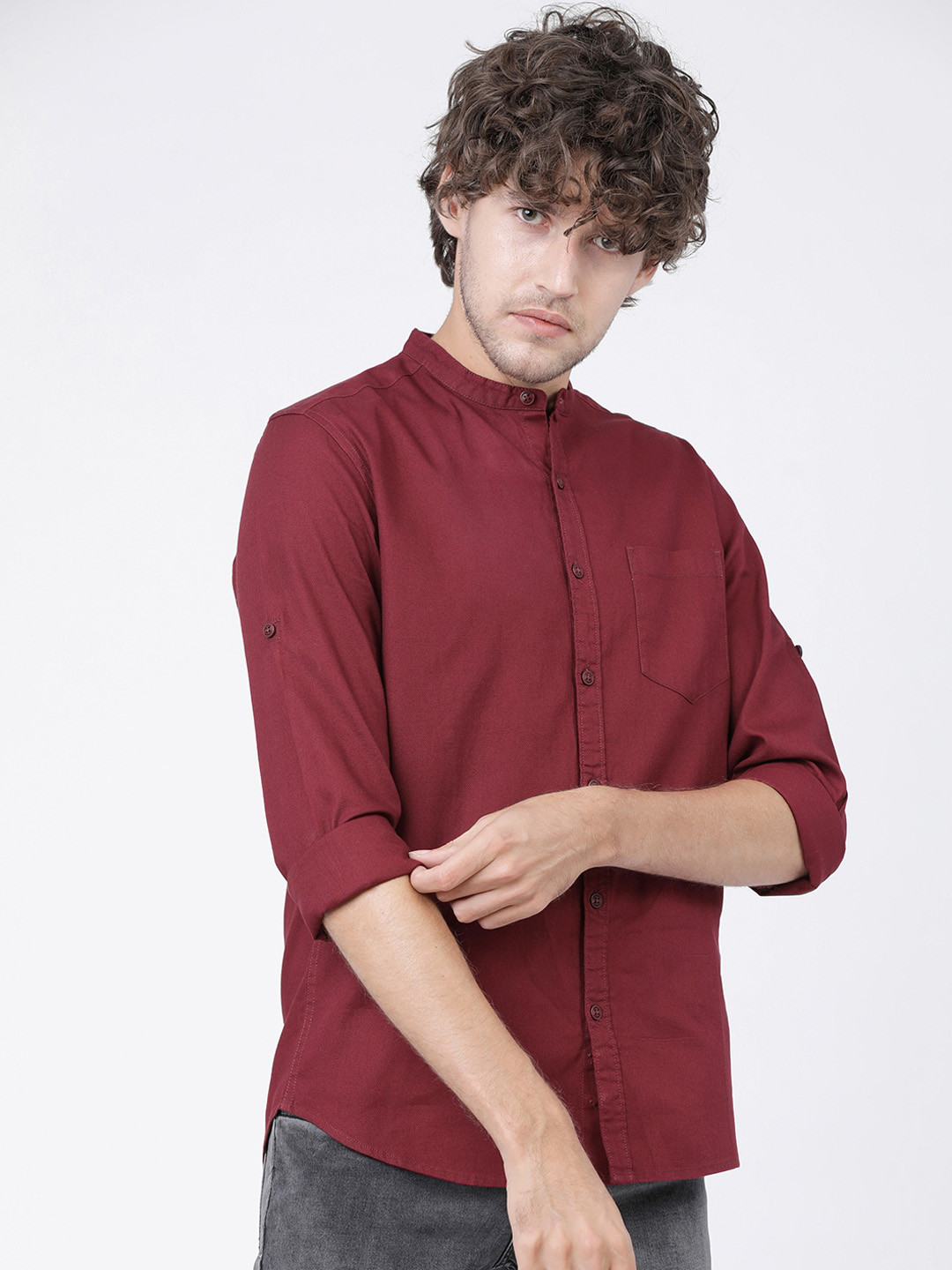 

LOCOMOTIVE Men Maroon Slim Fit Casual Shirt