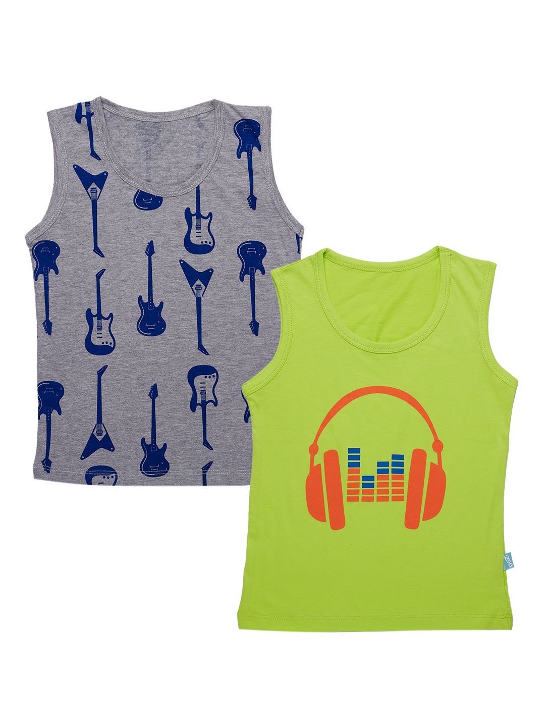 

You Got Plan B Women Grey & Lime Green Cotton Printed Vest