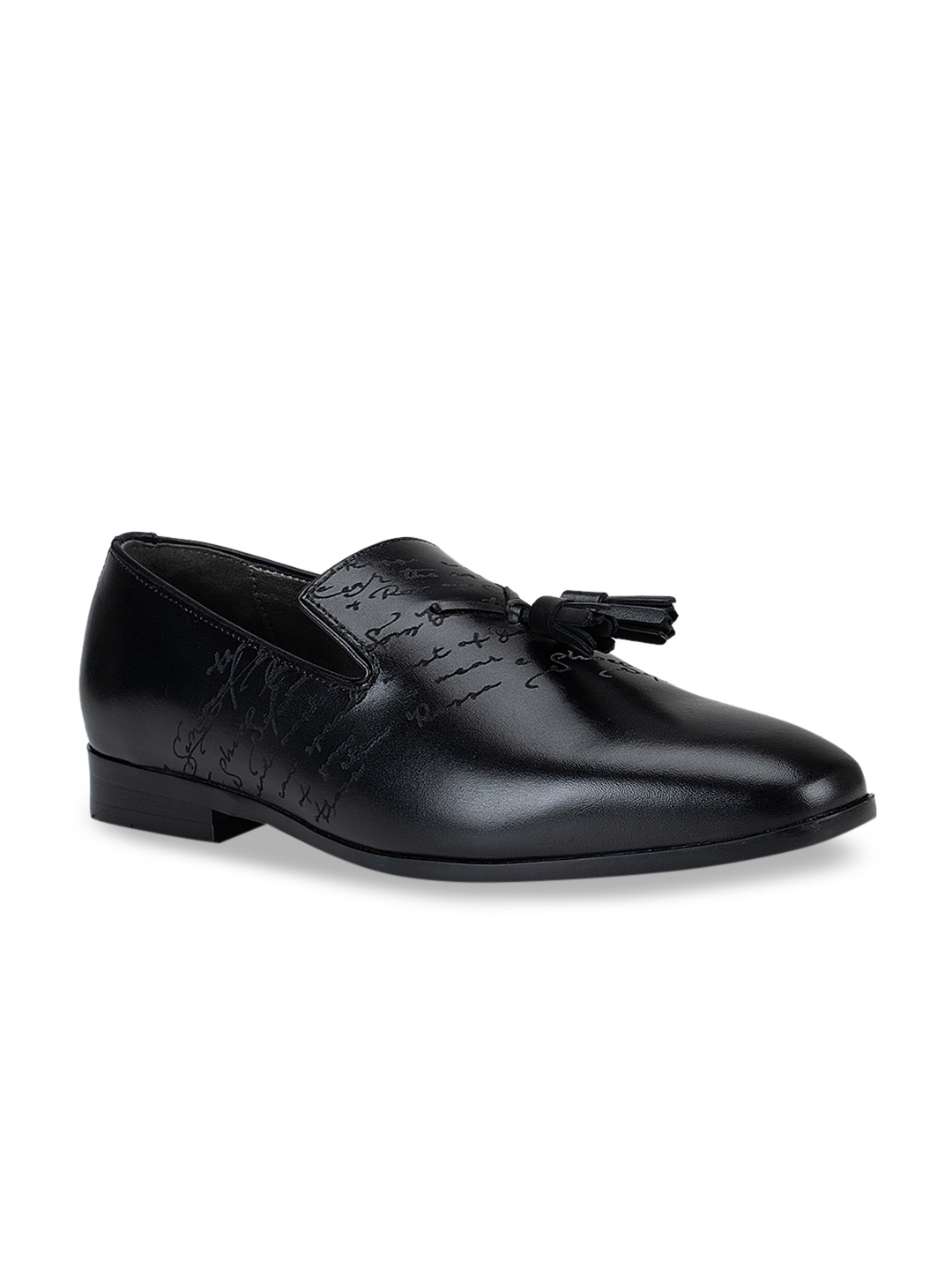 

ROSSO BRUNELLO Men Black Textured Leather Formal Loafers