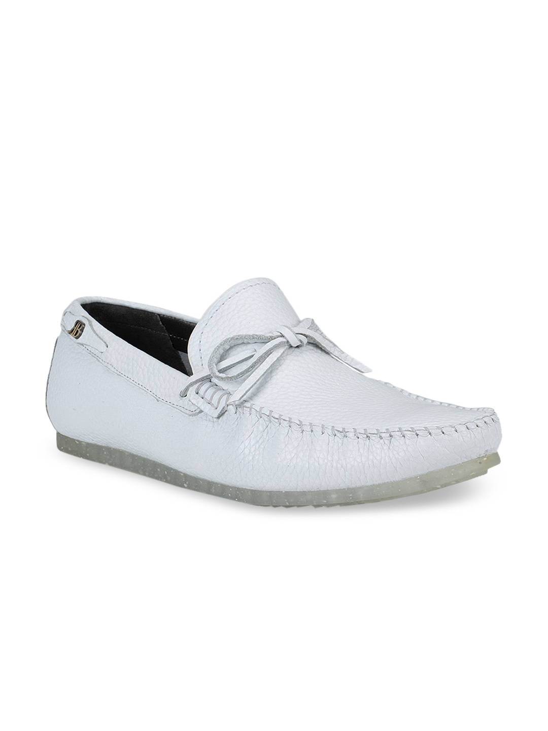 

ROSSO BRUNELLO Men White Textured Leather Formal Loafers