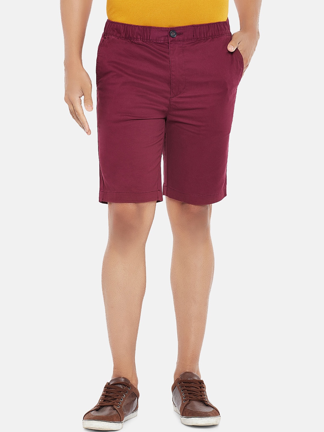 

BYFORD by Pantaloons Men Red Slim Fit Low-Rise Chino Shorts