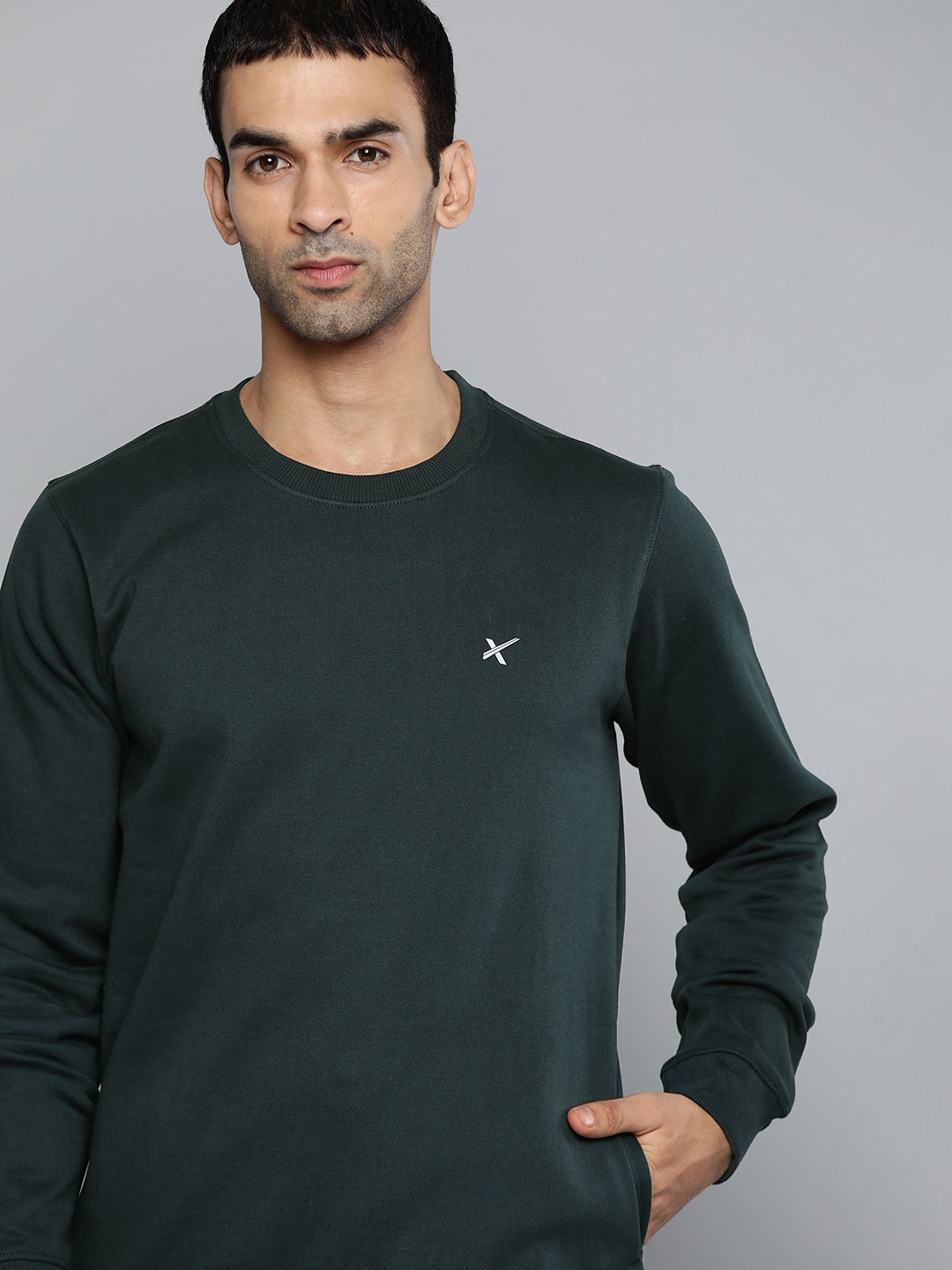 

HRX by Hrithik Roshan Men Teal Green Solid Training Sweatshirt