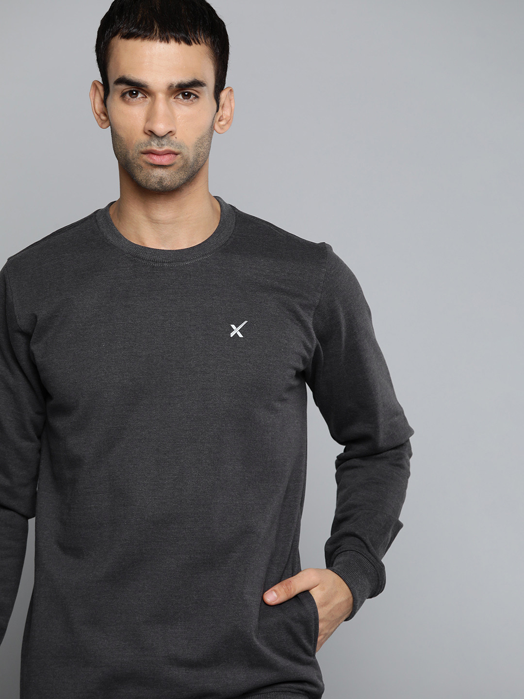

HRX by Hrithik Roshan Men Charcoal Grey Solid Training Sweatshirt