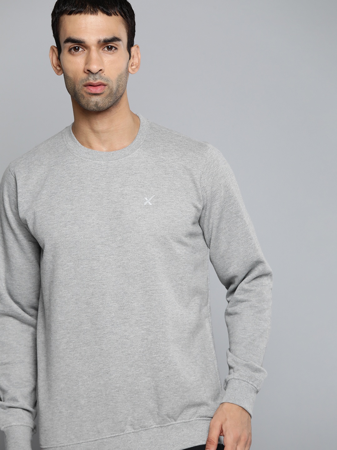 

HRX by Hrithik Roshan Men Grey Melange Solid Training Sweatshirt