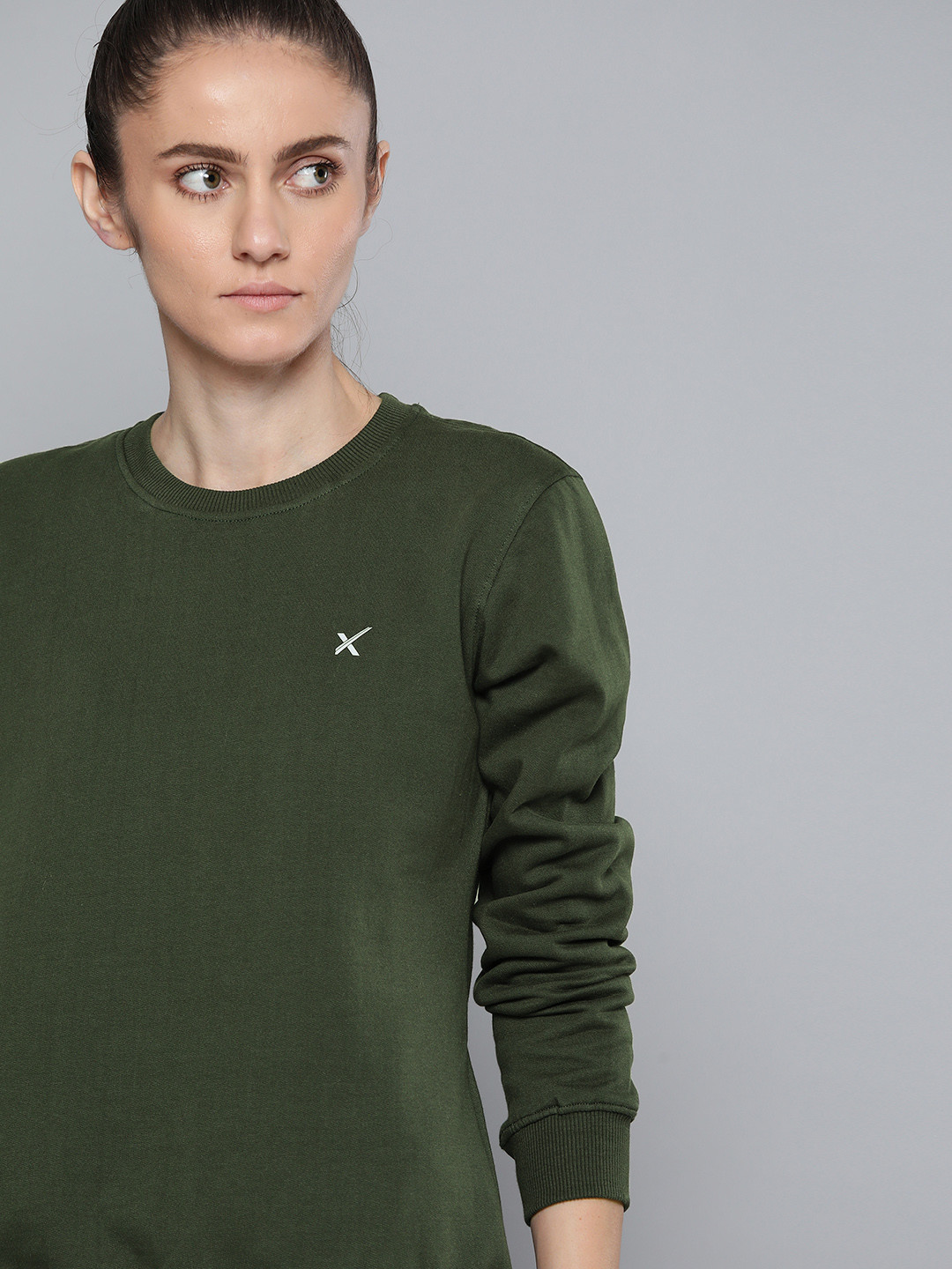 

HRX By Hrithik Roshan Training Women Olive Rapid-Dry Solid Sweatshirts