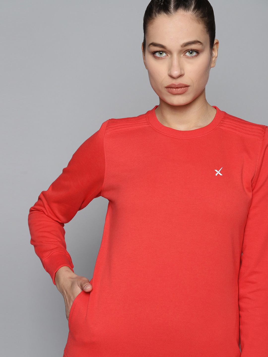 

HRX By Hrithik Roshan Women Hot Coral Rapid-Dry Solid Training Sweatshirt