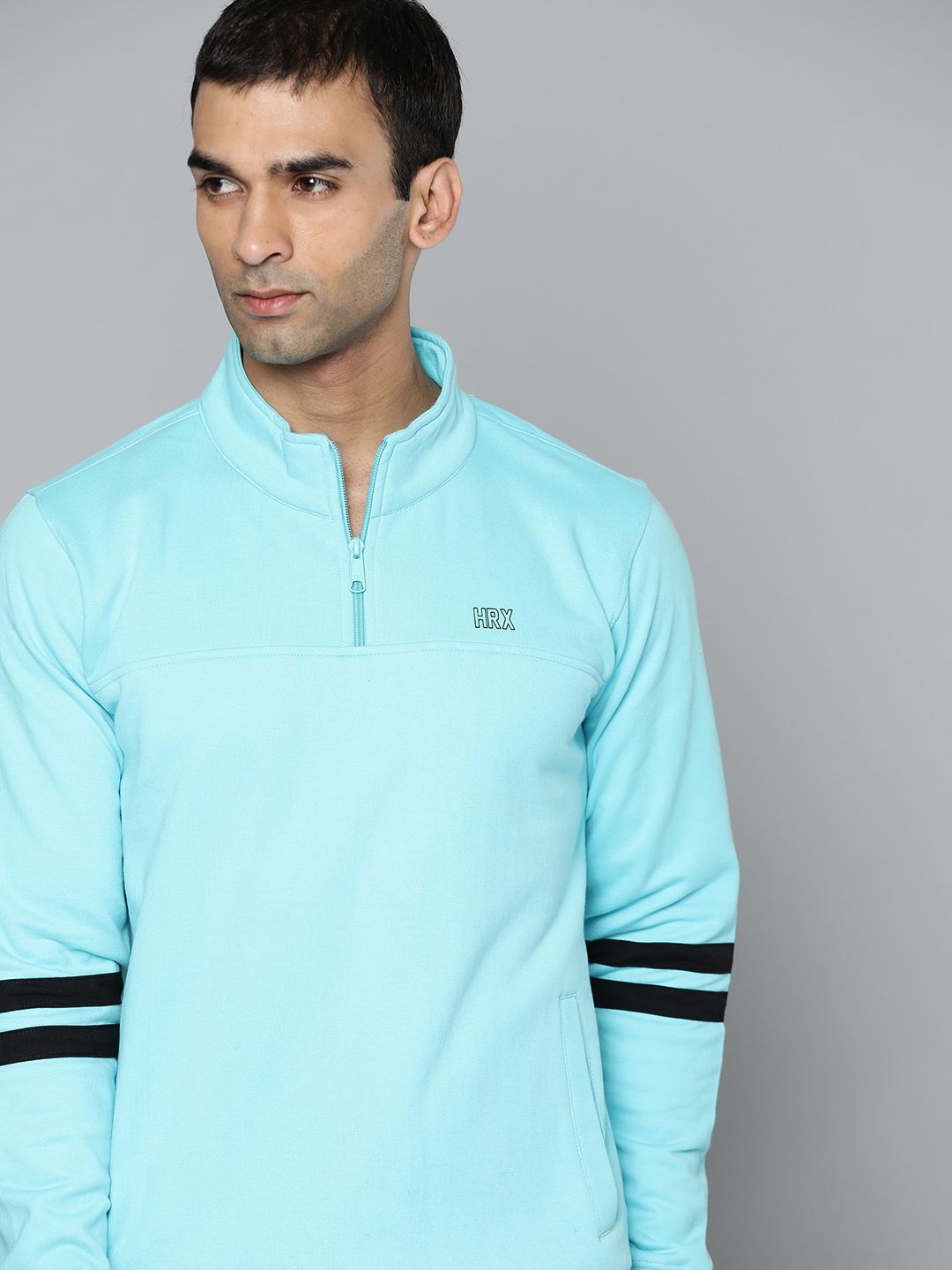 

HRX by Hrithik Roshan Lifestyle Men Electric Blue Bio-Wash Solid Sweatshirt