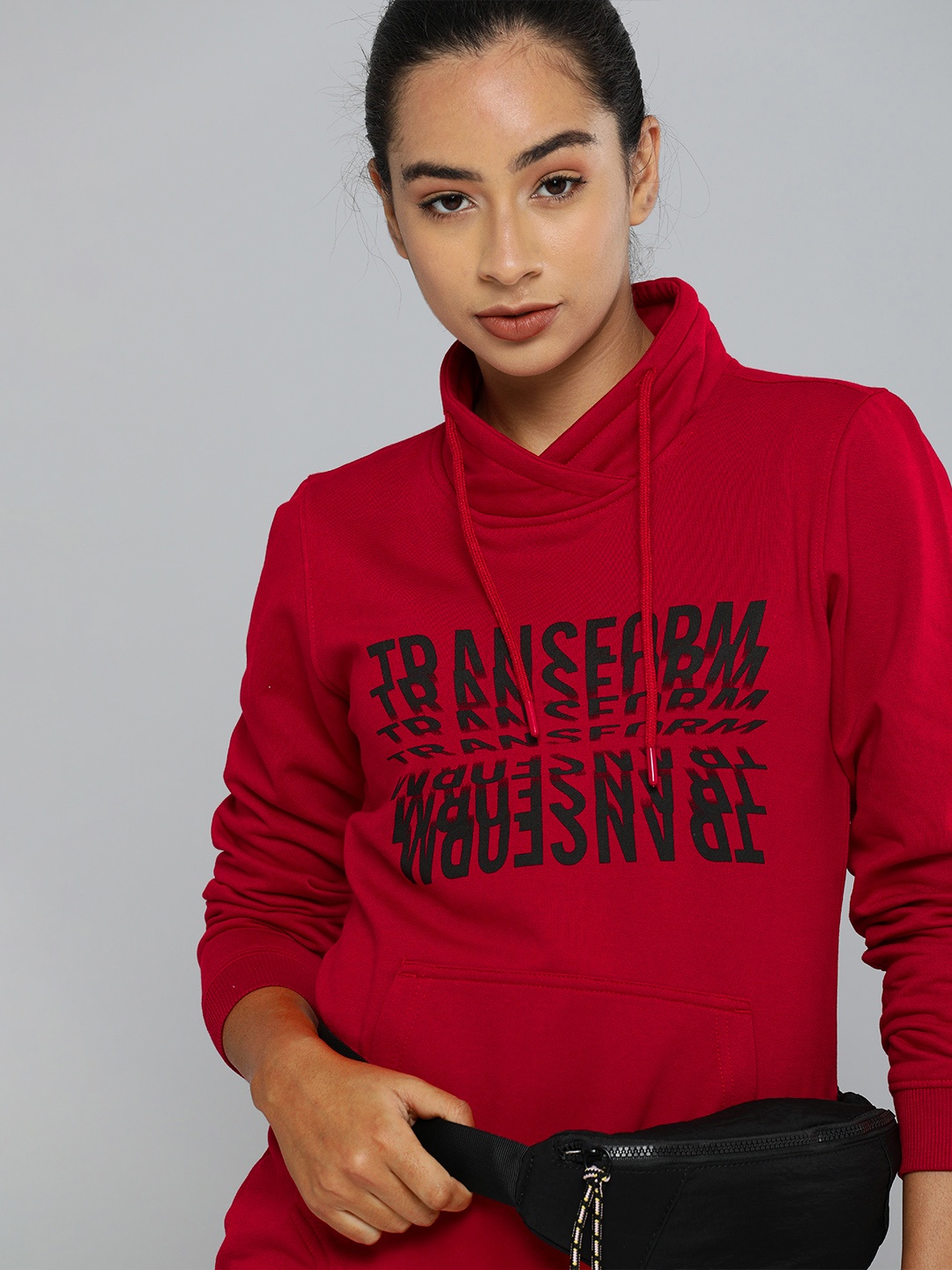

HRX By Hrithik Roshan Lifestyle Women Magic Maroon Lycra Typography Tops