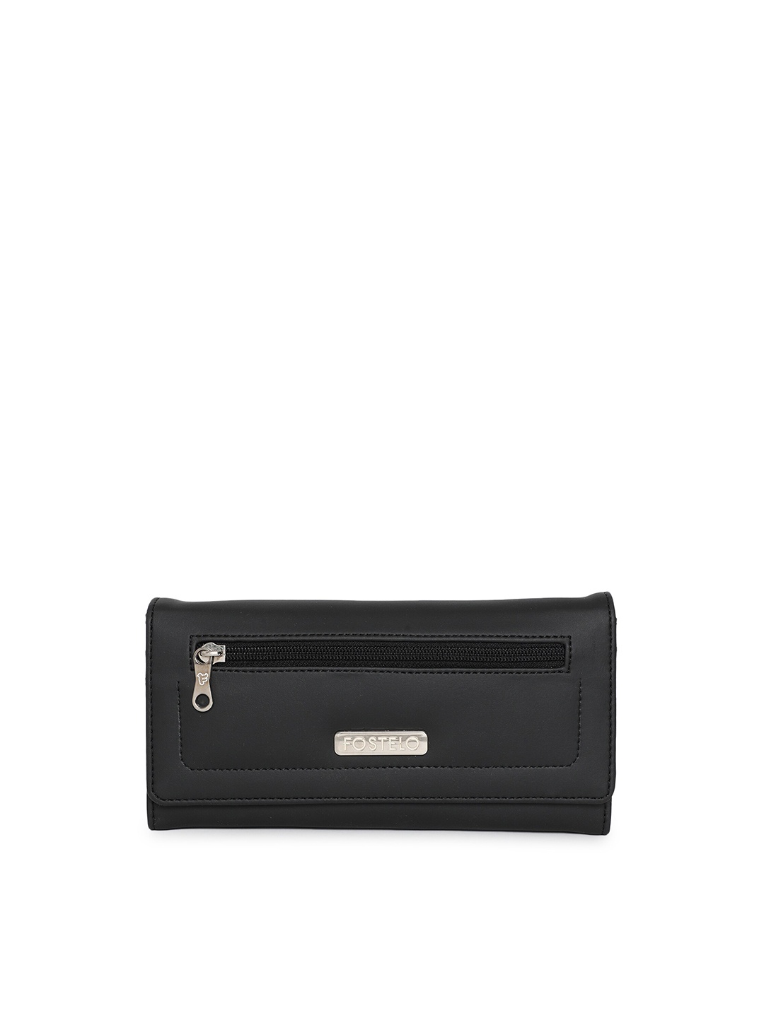 

Fostelo Black & Black Foldover Clutch