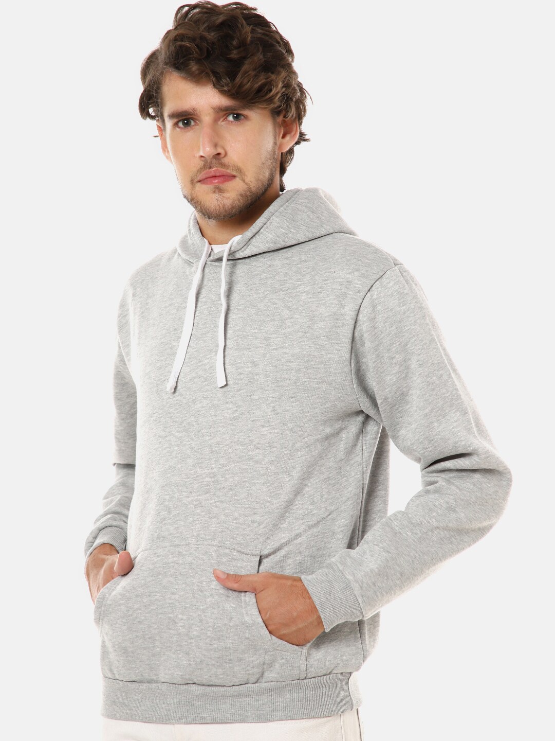 

Campus Sutra Men Grey Cotton Hooded Pullover Sweatshirt